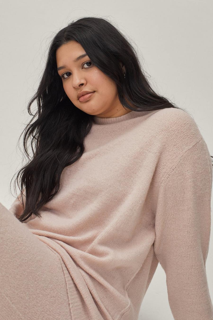 Plus Size Crew Neck Jumper and Joggers Set
